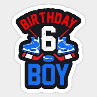 6Th Birthday For Girls Boys 6 Yrs Old Ice Hockey Fan Sticker